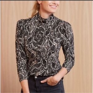 Peyton Jensen‎ Cici Snakeskin Print Turtleneck Size Medium whimsy chic romantic